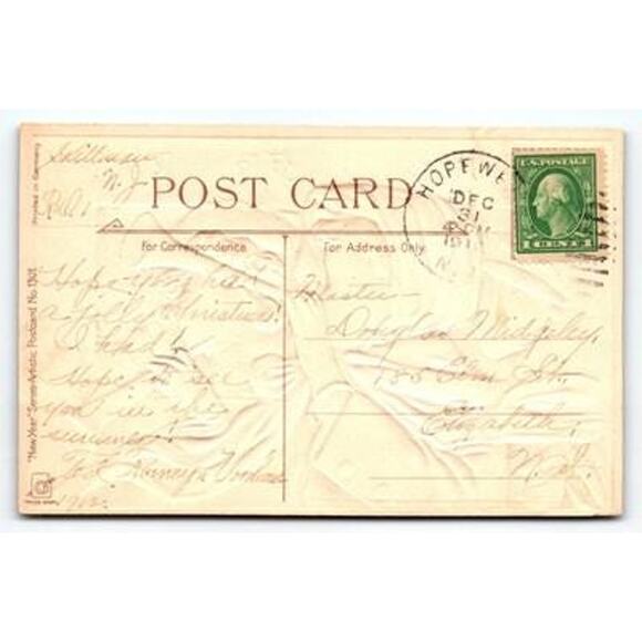 Vintage 1912 Frances Brundage New Year Lithograph Postcard Divided Back - Picture 2 of 2